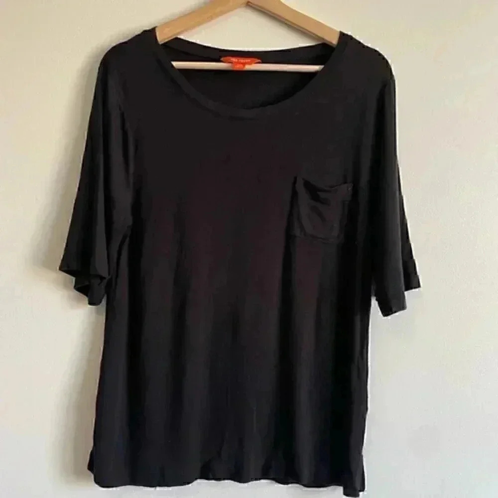 Black Soft & Flowy Short Sleeve T-shirt Top